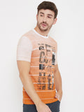 Neva Round Neck Half Sleeves Graphic Printed T-Shirt For Men- Orange