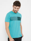 livfree Round Neck Half Sleeves Graphic Printed T-Shirt For Men- Sea Green