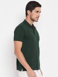 LIVFREE  Men's Regular Fit Solid T-Shirt- Bottel Green