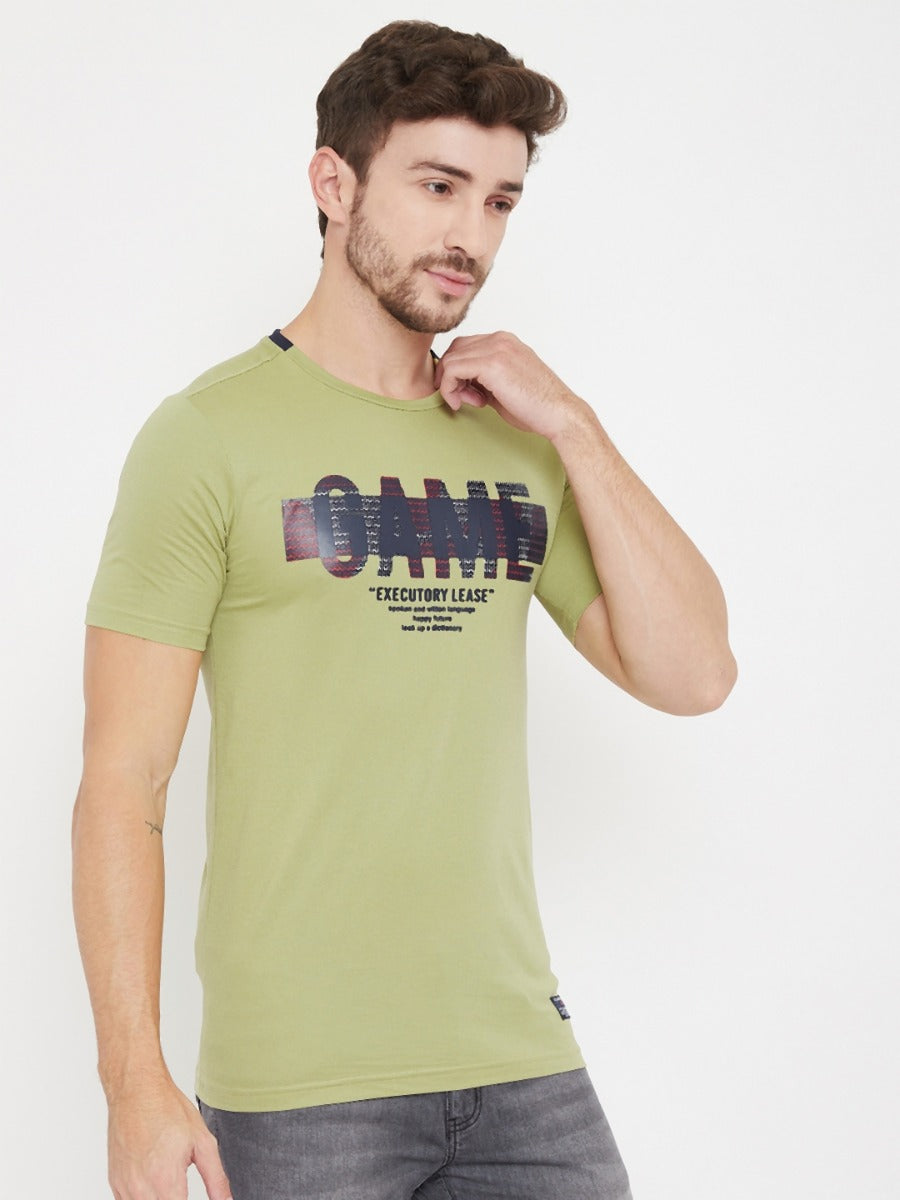 Neva Round Neck Half Sleeves Graphic Printed T-Shirt For Men- Beach Mix