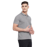 Neva Men Cotton Jacquard Solid Color Polo Half Sleeve T-Shirt- Anthra