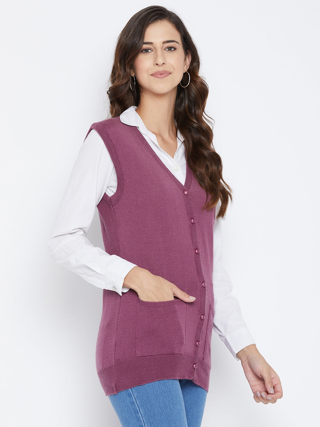 Livfree Women's V-neck Sleeveless Solid Cardigan - Onion