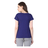NEVA Round Neck Half Sleeve Front Printed T-shirt For Women-EXOTIC_BLUE