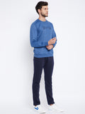 Livfree Men's Solid TrackSuit - Denim Milange/Navy