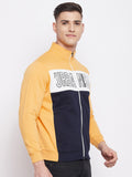 Livfree Mens Full Zipper Chest Printed & Color Block Sweatshirt