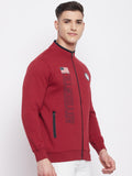 Livfree Mens Full Zipper Vertical Chest Print Sweatshirt-Red