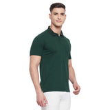 LIVFREE Men Solid Color Polo Half Sleeve T-Shirt with Chest Pocket- Bottle Green