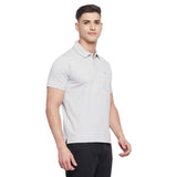 Neva Men Cotton Jacquard Solid Color Polo Half Sleeve T-Shirt- Grey Mix