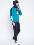 Livfree Men's Hoodie Color Blocked Tracksuit - Peacock/Navy
