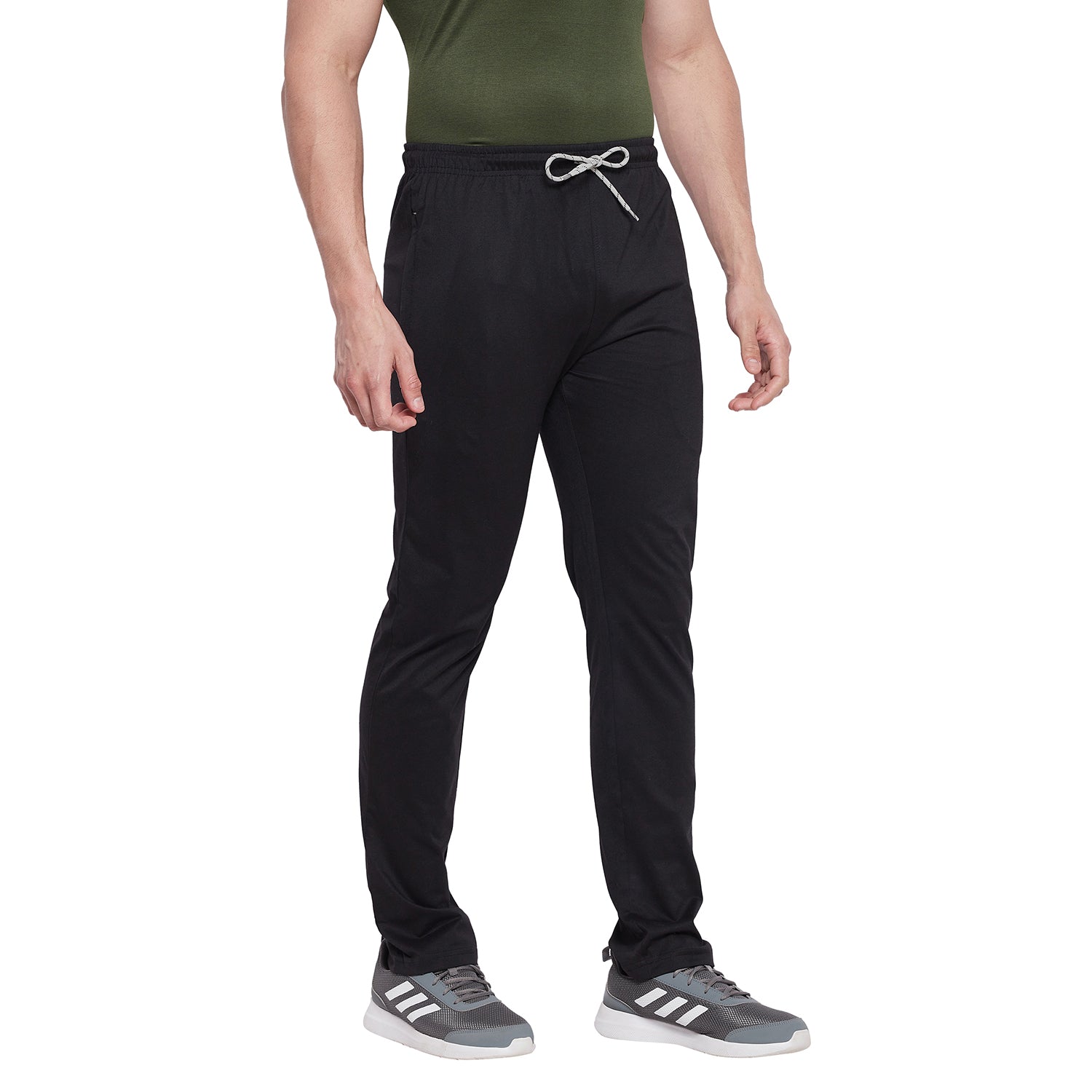 Neva Men Kc Sinker Fabric Trackpant with One Side Zip Pocket- Black