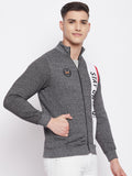 Livfree Mens Full Zipper Vertical Chest Print Sweatshirt- Black Grindle
