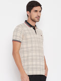 LIVFREE Polo Neck Men's T-Shirt in Checkered Pattern Half Sleeve