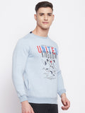 Livfree Mens Round Neck Full Sleeve Printed Sweatshirt- Sky Milange