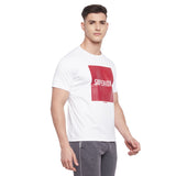 LIVFREE Men Round Neck Half Sleeve T-Shirt with Graphic Print on Chest- White