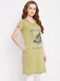 Neva Women's Regular Fit Graphic Printed Long T-Shirt -Pista