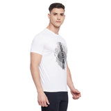 Neva Men Round Neck Graphic Printed Half Sleeve T-Shirt- White