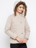 Livfree Women Full Zipper Hoody Jacket- Beige