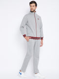 Livfree Men's Mock Collar Full Sleeves Milange Tracksuit -Milange Grey (Zipper)