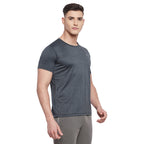 Neva Men Round Neck Half Sleeve Sports wear T-shirt- Dark Grey