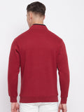 Livfree Mens Full Zipper Vertical Chest Print Sweatshirt-Red