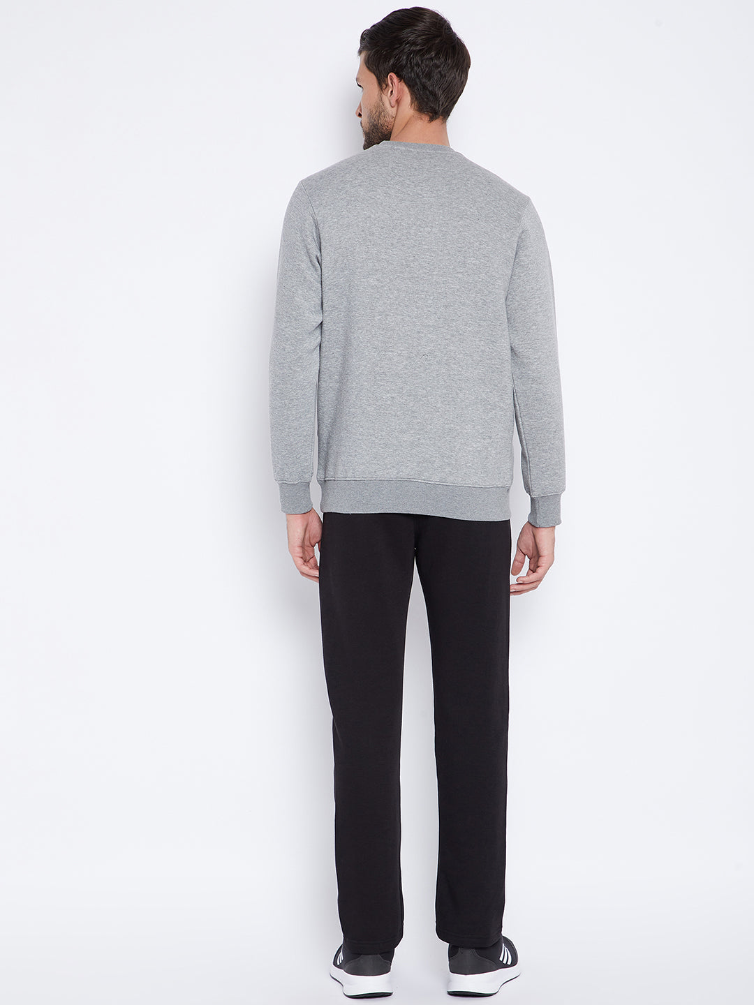 Livfree Men's Solid TrackSuit - 5% Milange Grey/Black