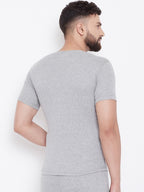 Men's Thermal Round Neck Half Sleeve -Milange Grey (Velveti)