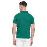 LIVFREE   Men Solid Color Polo Half Sleeve T-Shirt- Forest Green