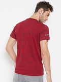 LIVFREE Men's Round Neck Half Sleeve Printed T-Shirt-Red