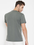 LIVFREE Men's Round Neck Half Sleeve Printed T-Shirt-Olive