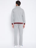 Livfree Men's Mock Collar Full Sleeves Milange Tracksuit -Milange Grey (Zipper)