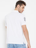 LIVFREE  Men's Polo Neck Half Sleeve Solid T-Shirt-White