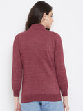 Livfree Women's T-Neck Full Sleeve Sweatshirt-Maroon