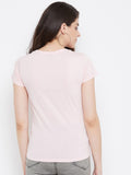 Neva Women's Round Neck Half Sleeve Printed Top-Light Pink