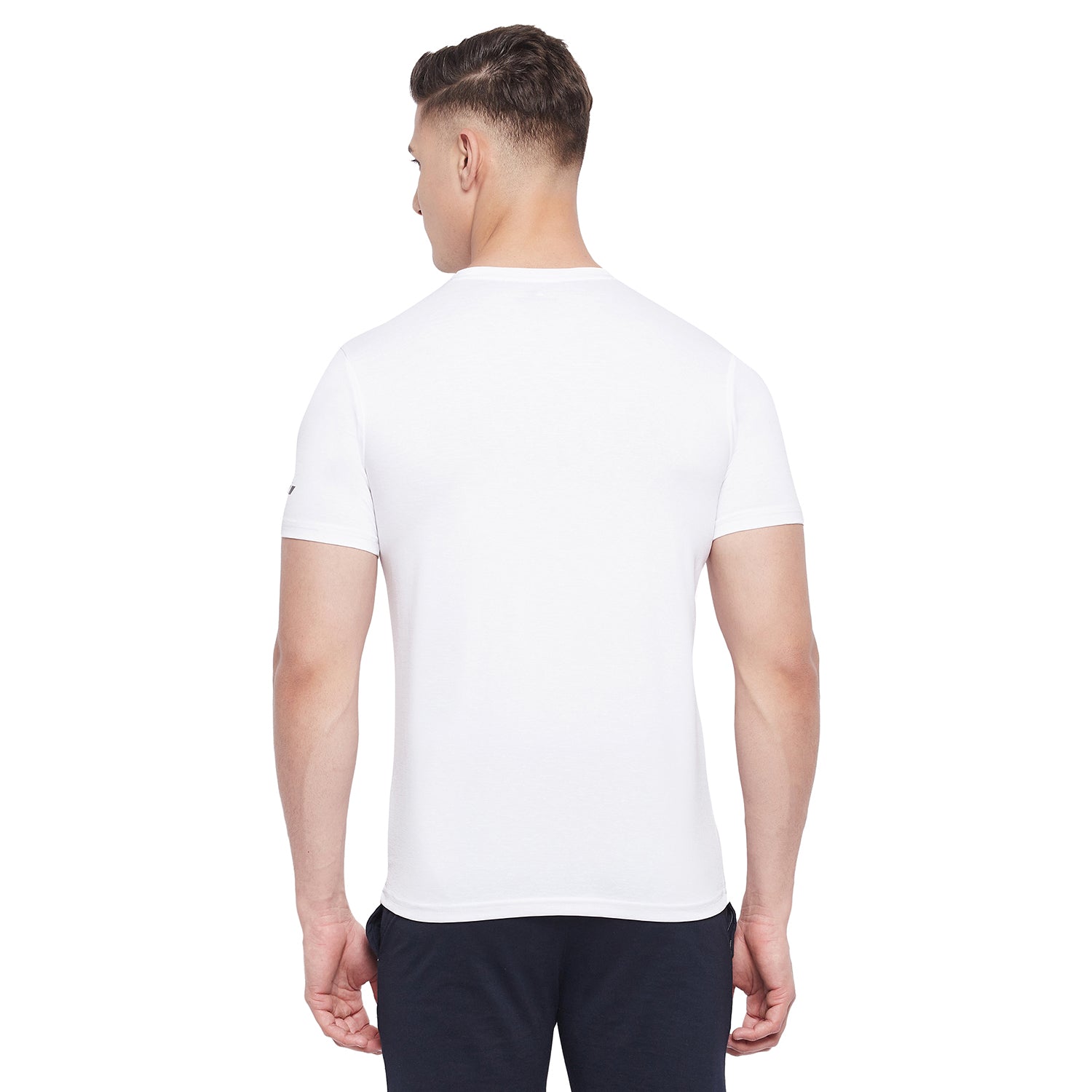 Neva Men Round Neck Graphic Printed Half Sleeve T-Shirt- White