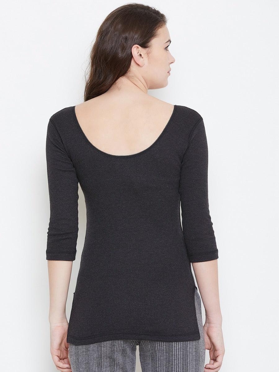 Neva Velveti Deep Scoop Neck 3/4th Sleeve Thermal Upper for Women
