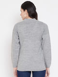Livfree Women's V-Neck Full Sleeves Knitted Pattern Cardigan-Grey