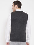 Livfree Men's V-Neck Sleeveless Solid Sweater-Anthra
