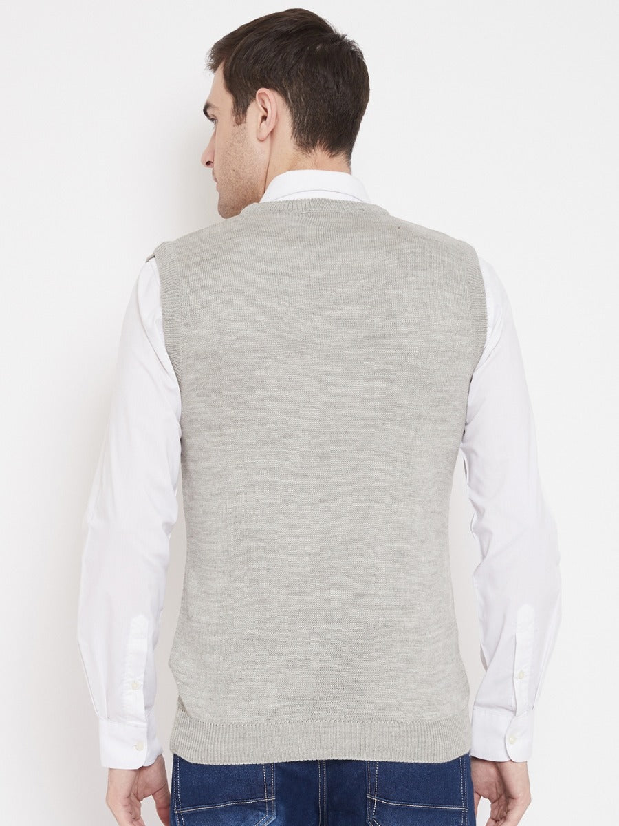 Livfree Men's V-Neck Sleeveless Solid Sweater-Beige
