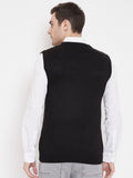 Livfree Men's V-Neck Sleeveless Solid Sweater-Black