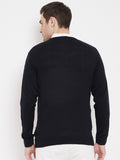 Livfree Men's V-Neck Full Sleeves Knitted Pattern Sweater-Dark Navy