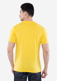 V Neck Printed T-Shirt For Men- Yellow