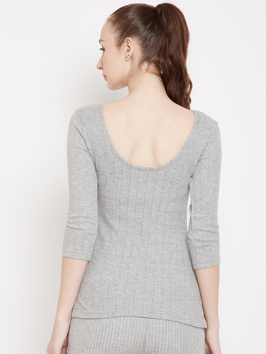 Neva Esancia Deep Scoop Neck 3/4th Sleeve Thermal Upper for Women