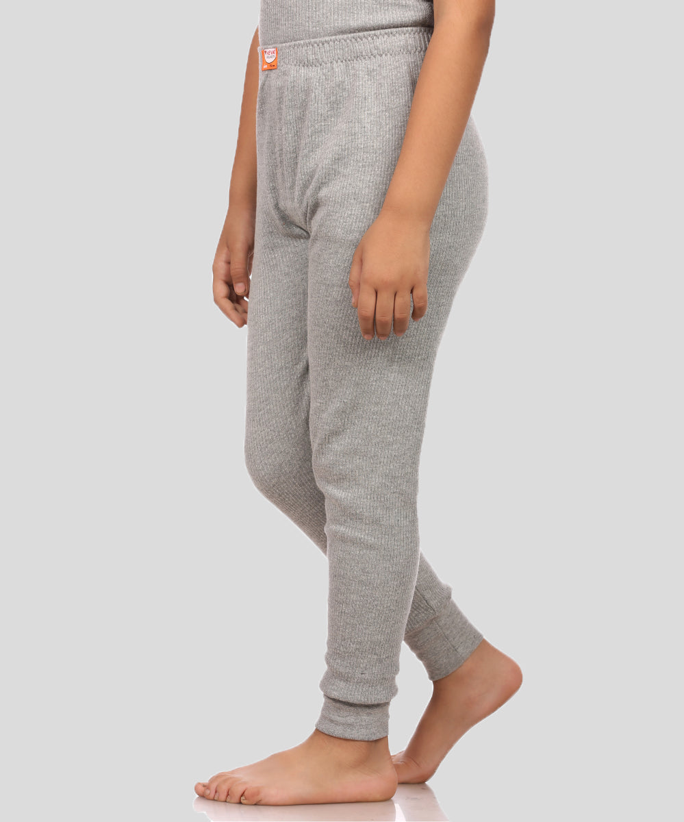 Neva Velveti Scoop Neck Full Sleeves Upper and Lower Thermal Upper for Kids Unisex (For Boys and Girls)-Milange Grey