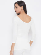 Neva Velveti Deep Scoop Neck 3/4th Sleeve Thermal Upper for Women