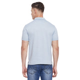 Neva Men Cotton Jacquard Solid Color Polo Half Sleeve T-Shirt- Sky