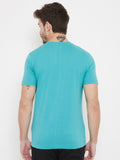 livfree Round Neck Half Sleeves Graphic Printed T-Shirt For Men- Sea Green
