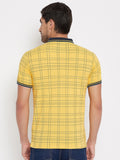LIVFREE Polo Neck Men's T-Shirt in Checkered Pattern Half Sleeve