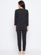 Neva Women Round Neck 3/4 Sleeve Thermal Upper & Bottom Set- Anthra (Glaccia)