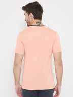 livfree Round Neck Half Sleeves Graphic Printed T-Shirt For Men- Peach
