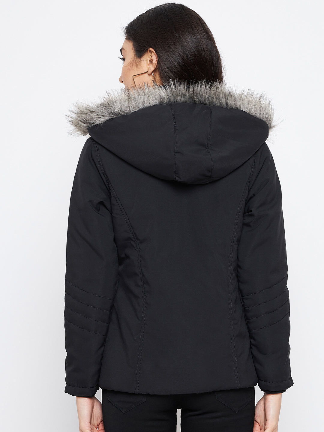 Livfree women Stylish black full zipper hoody Jacket- Black